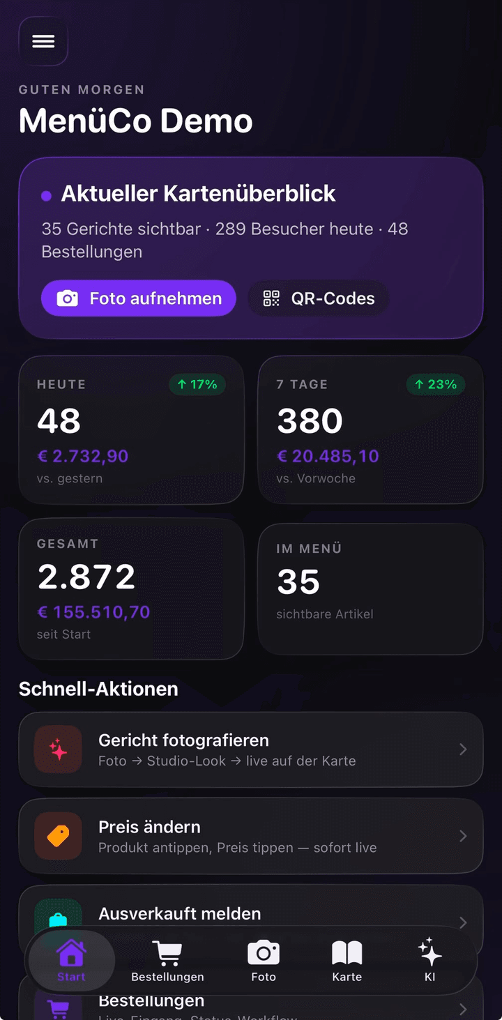 MenüCo · Inhaber-App
